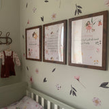 Set of 3 Princess Fairy Morning/ Sleeping Dua Ayatul Kursi Children's Islamic Wall Art Print Kids Nursery Fairy Sage Green & Pink