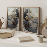 Set of 2 Sabr & Shukr Islamic Wall Art Prints | Grey & Gold Alcohol Ink with Arabic Calligraphy