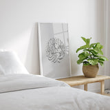 Simply Grey Kalimah Arabic Calligraphy Modern Islamic Wall Art Print