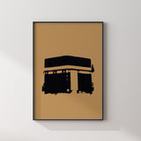The Kabah Painting Gold Minimalist Masjid al Haram House of Allah Islamic Wall Art Print