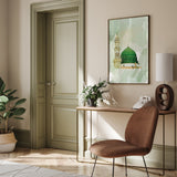 The Prophets Mosque Masjid Nabwi Madinah Medina Green Digital Painting Islamic Wall Art Print