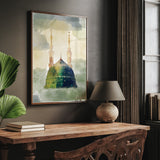 Set of 2 Masjid Nabwi & The Kaaba Vintage Watercolour Painting Islamic Wall Art Print