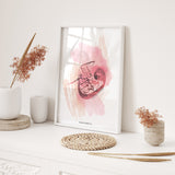 And He is With You Wherever You Are Pink Watercolour Arabic Calligraphy Modern Islamic Wall Art Print