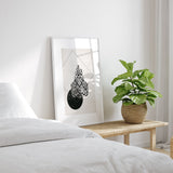 Black & Grey Vintage Kalimah Modern Abstract Islamic Wall Art Print With White Border
