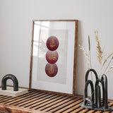 Maroon & Gold Moon Circles Abstract Tasbeeh Arabic Calligraphy Islamic Wall Art Print