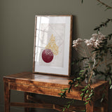 Maroon and Gold Vintage Shahadah Islamic Abstract Wall Art Print