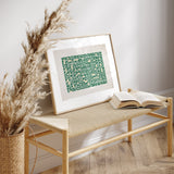 Emerald Green & Gold Vintage Ayatul Kursi Kufic Arabic Calligraphy Islamic Wall Art Print
