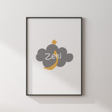 Grey & Mustard Personalised Set of 3 Children's Morning And Night Dua Islamic Wall Art Prints Kids Bedroom Nursery Colorful Arabic Calligraphy Yellow Kids Islamic Prints
