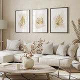 Set of 3 Beige & Gold Watercolour Painting Tasbeeh Subhanallah Alhamdulillah Allahhuakbar Arabic Calligraphy Islamic Wall Art Print Prints