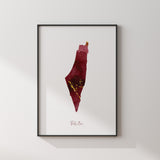 Maroon & Gold Alcohol Ink Palestine Map Islamic Wall Art Islamic Art Print Free Palestine