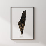 Black & Gold Arabic Calligraphy Palestine Map Islamic Wall Art Islamic Art Print Free Palestine