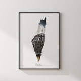Masjid Al Aqsa Within The Palestine Map Islamic Wall Art Islamic Art Print Grey Watercolour Affect Free Palestine