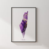 Purple & Gold Alcohol Ink Palestine Map Islamic Wall Art Print Free Palestine