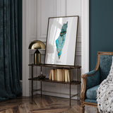 Shades of Green & Blue Alcohol Ink Palestine Map Islamic Wall Art Print Free Palestine