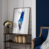 Blue & Gold Alcohol Ink Palestine Map Islamic Wall Art Islamic Art Print Free Palestine