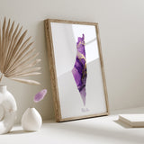 Purple & Gold Alcohol Ink Palestine Map Islamic Wall Art Print Free Palestine