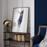 Navy Blue & Gold Ink Splash Palestine Map Islamic Wall Art Islamic Art Print Free Palestine