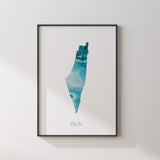Teal Blue Alcohol Ink Palestine Map Islamic Wall Art Islamic Art Print Free Palestine