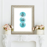 Tiffany Blue And Black Abstract Tasbi Tasbeeh Arabic Calligraphy Islamic Wall Art Print Prints Circles Gold Subhanllah Alhamdulillah Allah hu Akbar Tasbeeh