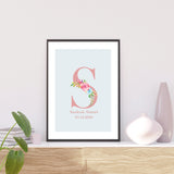 Personalised Floral Children's Islamic Wall Art Print Kids Teenager Toddler Bedroom Nursery Girls Boys Room