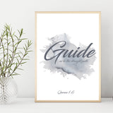 Grey Water Colour With Quranic Verse Guide Us Onto The Straight Path Islamic Wall Art Print