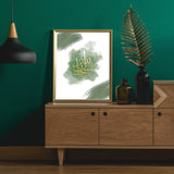 Emerald Green & Gold Watercolour Subhanallah Arabic Calligraphy Modern Islamic Wall Art Print