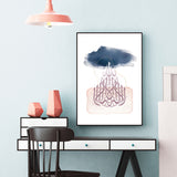 Shahadha Pink and Blue Nordic Abstract Shapes Wall Art Print