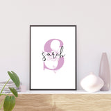 Personalised Floral Initial Children's Islamic Wall Art Print Kids Teenager Toddler Bedroom Nursery Girls Boys Room