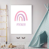 Personalised Pink Rainbow Children's Islamic Wall Art Print Kids Bedroom Nursery Girls Room