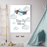 Dream Big Little One Plane Children's Wall Art Print Kids Bedroom Nursery