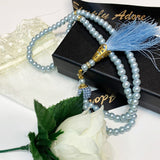 Blue Pearl Style 100 Bead Islamic Tasbih Muslim Prayer Beads Eid Nikah Ramadan Gift
