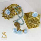 Luxury Tasbih Floral Blue + Gift Box Nikkah Gift Wedding Shaadi Walima Tasbi Tasbeeh Gift For Wife Mum Islamic Prayer Beads Nikah Islamic Gift