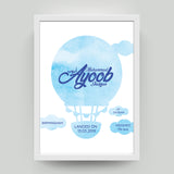 Personalised New Baby Boy Birth Info Islamic Wall Art Name Print