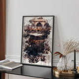 Watercolour Digital Painting Of Kaabah Islamic Modern Abstract Islamic Wall Art Prints Home Gift Black & Gold Kaabah Door