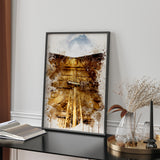 Watercolour Digital Painting Of Kaabah Door Closeup Islamic Modern Abstract Islamic Wall Art Prints Home Gift Black & Gold Kaabah Door