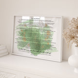 Emerald Green & Gold Prophet's Final Sermon Watercolour Islamic Wall Art Print New Home Gift Modern