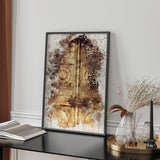 Watercolour Digital Painting Of Kaabah Door Islamic Modern Abstract Islamic Wall Art Prints Home Gift Black & Gold Kaabah Door