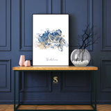 Shukr Light Blue And Gold Thankfullness Watercolour Islamic Abstract Arabic Calligraphy Wall Art Print 2022 New Home Gift