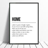 Home Definition Quote Monochrome Wall Art Print