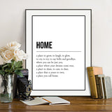 Home Definition Quote Monochrome Wall Art Print