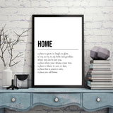 Home Definition Quote Monochrome Wall Art Print