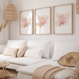 Set of 3 Subhanallah, Alhamdulillah, Allahu Akbar Arabic Calligraphy Modern Islamic Wall Art Print Rose Gold & Pink