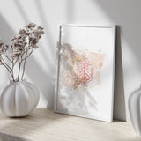 Rose Gold & Pink Allahu Akbar Arabic Calligraphy Modern Islamic Wall Art Print