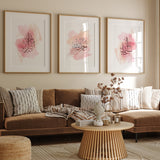 Set of 3 Pink Subhanallah Alhamdulillah Allahhu Akbar Arabic Calligraphy Islamic Wall Art Print Watercolour Painting Tasbeeh