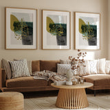 Set of 3 Green Abstract Subhanallah Alhamdulillah Allahhu Akbar Arabic Calligraphy Islamic Wall Art Print