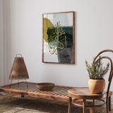Green, Mustard & Grey Watercolour Allahu Akbar Arabic Calligraphy Modern Islamic Wall Art Print Tasbeeh