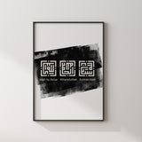 Black And White Arabic Kufic Calligraphy Islamic Wall Art Print Minimalistic Tasbi Paint Brush Tasbeeh