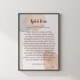 Peach & Grey Ayatul Kursi English Translation With Abstract Elements Modern Islamic Wall Art Print