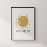Subhanallah Children's Sun Islamic Wall Art Print Kids Bedroom Nursery Girls Boys Room