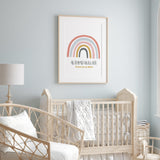 Alhamdulillah Children's Rainbow With Translation Islamic Wall Art Print Kids Bedroom Nursery Girls Boys Room